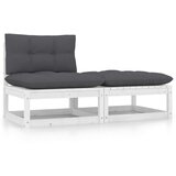 Maison Chic Seti vrtnega pohištva - Vrtna garnitura - Vrtni pohištvo set 2-delna z blazinami bela trdna borovina, (21810616) | Shoptok.si
