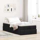  Otomanski okvir kreveta s madraca crni 80x200cm od tkanine | shoptok.hr