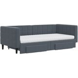  Dnevni krevet s pomoćnim ležajem i ladicama tamno sivi 90x190 cm baršun | shoptok.hr