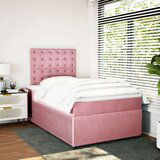 vidaXL Box spring postelja z vzmetnico roza 120x190 cm žamet | Shoptok.si