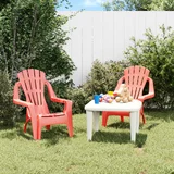 vidaXL Vrtni stoli 2 kosa za otroke rdeča 37x34x44 cm PP videz lesa