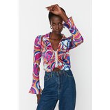 Trendyol Multicolor Satin Geometric Crop Blouse | shoptok.hr