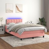 The Living Store Box spring postelja z vzmetnico LED roza 120x200 cm žamet - Box Spring Postelja, (21488958) Cene