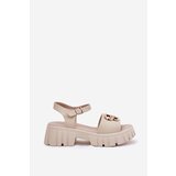VINCEZA Women's Leather Sandals With Golden Detail | Shoptok.si