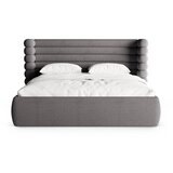Micadoni Temno siva oblazinjena zakonska postelja s prostorom za shranjevanje z letvenim dnom 200x200 cm Mount – | Shoptok.si