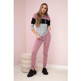 Kesi Set with colorful stripes dark pink+black Cene