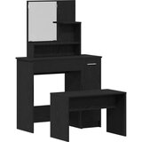 vidaXL set toaletnog stola crno drvo konstruirano drvo, crni drveni toaletni stol s ogledalom - 86.5 x 35 x 136 cm, toaletna stolica crno drvo 70x35x45 cm konstruirano drvo | shoptok.hr