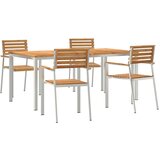  Vrtni set za objed 5 kom. Masivni teak drvo i nehrđajući čelik Smeđa 180 x 90 x 75 cm | shoptok.hr