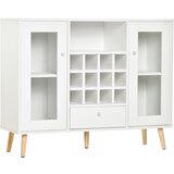 HOMCOM Moderna kuhinjska kredenca z vinsko kletjo za 12 steklenic, predalom in lesenimi omaricami 100x33x80cm Bela, (20754186) Cene