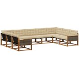vidaXL Zunanja garnitura za sedenje z blazino 9 pcs Naravna in bež, (5000273093) | Shoptok.si