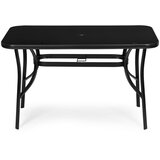 Multi Garden vrtni stol 120 × 70 cm s kaljenim staklom i otvorom za suncobran, crni | shoptok.hr