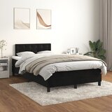 The Living Store Box spring postelja z vzmetnico črna 120x200 cm žamet - Box Spring Postelja, (21491507) Cene