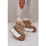 Big Star Leather women's snow boots on a thick sole with fur leopard big star brown | Shoptok.si