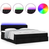 vidaXL Otomanski krevet s madracem i LED crni 160x200cm tkanine | shoptok.hr