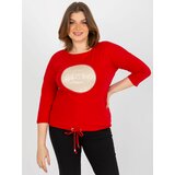 Fashion Hunters Red blouse with large print and 3/4 sleeves Cene