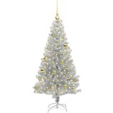 vidaXL Božićno drvce s 150 LED svjetlima s stalakom Srebrno 150 cm PET | shoptok.hr