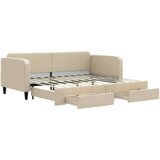 vidaXL Izvlečna dnevna postelja s predali krem 90x200 cm blago | Shoptok.si