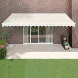 vidaXL zložljiva tenda krem 5x3 m blago in aluminij | Shoptok.si