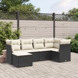  The Living Store Vrtna sedežna garnitura 6-delna z blazinami črna poli ratan - Vrtna Sedežna Garniture, (21476455) | Shoptok.si