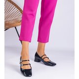 Gemre Viansol black patent pumps with rhinestone buckle | Shoptok.si