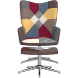  Stolica za opuštanje s osloncem za noge patchwork od tkanine - Siva 1 Sa naslonom za noge | shoptok.hr