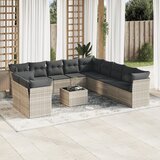 vidaXL 12-dijelni set vrtnih sofa poliratan s jastucima svijetlosivi Cijene