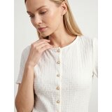 Sinsay Bluza kratkih rukava s ukrasnim gumbima | shoptok.hr