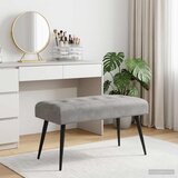  Klupa s gumbastim tkanjem Svjetlosiva 80 x 40 x 46 cm Baršun | shoptok.hr