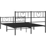 vidaXL Kovinski posteljni okvir z vzglavjem in vznožjem črn 135x190 cm | Shoptok.si