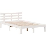 vidaXL Knjižna postelja brez vzmetnice bela 135x190 cm trdna borovina | Shoptok.si
