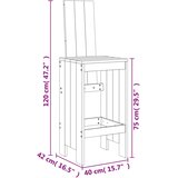  Barski stolci 2 kom crni 40 x 42 x 120 cm od masivne borovine | shoptok.hr