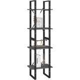 vidaXL knjižna omara 4-nadstropna siva 40x30x140 cm trdna borovina | Shoptok.si