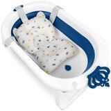 Ricokids sklopiva kadica za djecu i bebe sa stalkom, termometrom i uloškom, bijelo plava | shoptok.hr