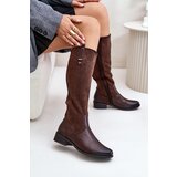 Boto PE2 Women's Insulated Knee-High Boots With Zipper Brown Ivasira | shoptok.hr