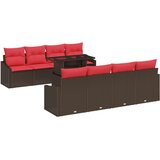 vidaXL Vrtna sedežna garnitura 7 pcs Rjava in rdeča poli ratan, (5000135666) | Shoptok.si