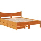 Maison Chic Posteljni okvir - Dvoposteljna postelja - Zakonska postelja s predali voščeno rjav 160x200 cm borovina, (21694490) | Shoptok.si