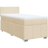 vidaXL Box spring postelja z vzmetnico krem 90x200 cm blago | Shoptok.si