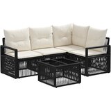 vidaXL Vrtna sedežna garnitura 5 pcs Črna poli ratan, (5000269383) | Shoptok.si