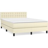 vidaXL Box spring postelja z vzmetnico krem 140x190 cm umetno usnje, (20899006) | Shoptok.si