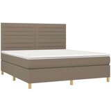  Box spring s madracem LED smeđesivi 180x200 cm tkanina | shoptok.hr