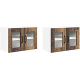  Zidni stakleni ormarić 2 pcs Staro drvo 60 x 31 x 40 cm | shoptok.hr