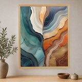 Wallxpert uramljena slika na platnu Cc-D-Ah-1017, apstraktni slojevi nalik ahatu u petrolej, beloj i narandžastoj, 45 x 60 cm Cene