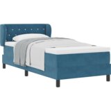 vidaXL Box Spring Krevet s Madracem Tamnoplava 90x190 cm Baršun | shoptok.hr