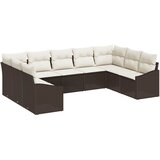  Sjedeća garnitura za vrt 9 kom. Smeđa i krem poliratan 289 x 178,5 x 69 cm | shoptok.hr
