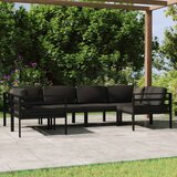 The Living Store Vrtna sedežna garnitura 6-delna z blazinami aluminij antracit - Vrtna Sedežna Garnitura, (21423476) | Shoptok.si