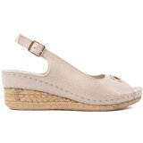GOODIN Light beige wedge sandals with buckle Cene