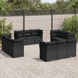 Maison Chic Seti vrtnega pohištva - Vrtna garnitura - Vrtni pohištvo set 12-delna z blazinami črn poli ratan, (21811381) | Shoptok.si