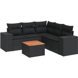 Maison Chic Seti vrtnega pohištva - Vrtna garnitura - Vrtni pohištvo set 6-delna z blazinami črna poli ratan, (21807952) | Shoptok.si