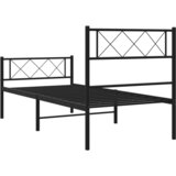  Metalni okvir kreveta uzglavlje i podnožje crni 90 x 200 cm | shoptok.hr
