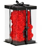 springos medvjedić od ruža s mašnom 22 cm u poklon kutiji, crveno-crni | shoptok.hr